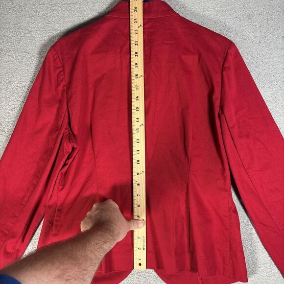 J Peterman Womens Red Mock Neck Button Up Blazer Jacket Classic Vintage Size 14 - Picture 15 of 16